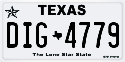TX license plate DIG4779