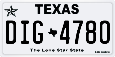 TX license plate DIG4780