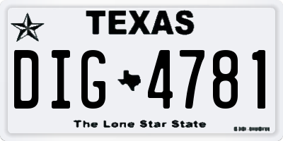 TX license plate DIG4781