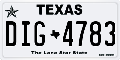 TX license plate DIG4783