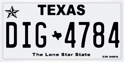 TX license plate DIG4784