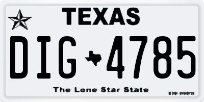 TX license plate DIG4785