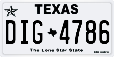 TX license plate DIG4786