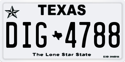 TX license plate DIG4788