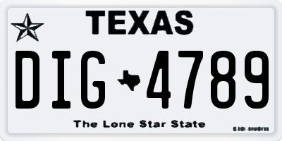 TX license plate DIG4789