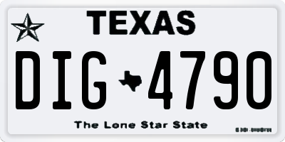 TX license plate DIG4790