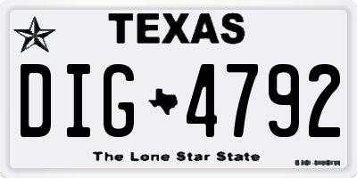 TX license plate DIG4792