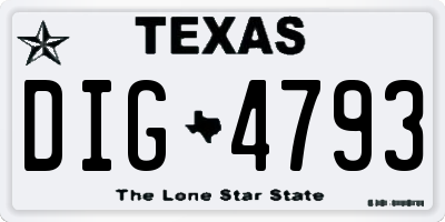 TX license plate DIG4793