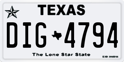 TX license plate DIG4794