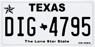 TX license plate DIG4795