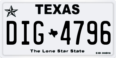 TX license plate DIG4796