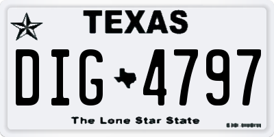 TX license plate DIG4797