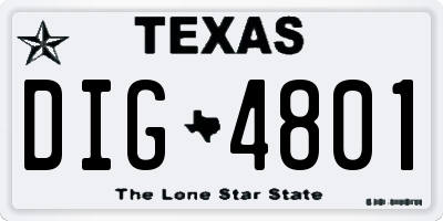 TX license plate DIG4801