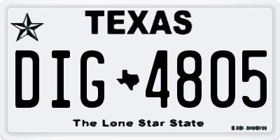 TX license plate DIG4805