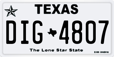 TX license plate DIG4807