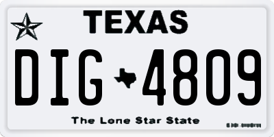 TX license plate DIG4809