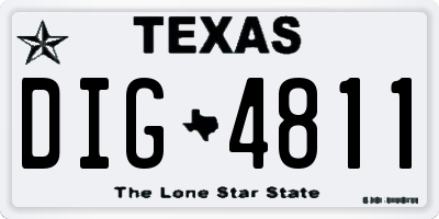 TX license plate DIG4811