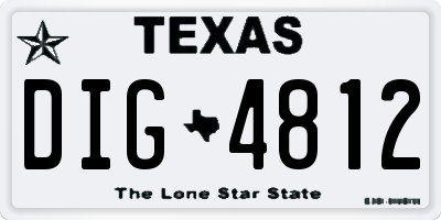 TX license plate DIG4812