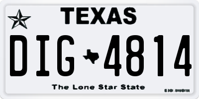 TX license plate DIG4814