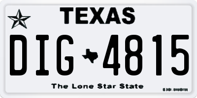 TX license plate DIG4815