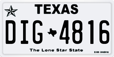TX license plate DIG4816