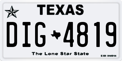 TX license plate DIG4819