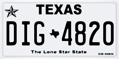 TX license plate DIG4820