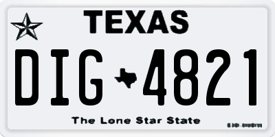 TX license plate DIG4821