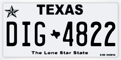 TX license plate DIG4822