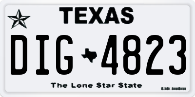 TX license plate DIG4823