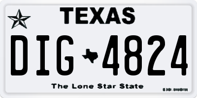 TX license plate DIG4824