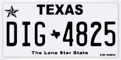 TX license plate DIG4825