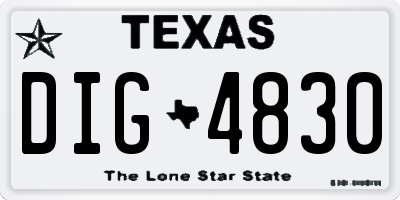 TX license plate DIG4830