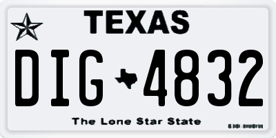 TX license plate DIG4832