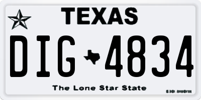 TX license plate DIG4834