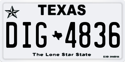 TX license plate DIG4836