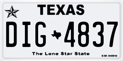 TX license plate DIG4837