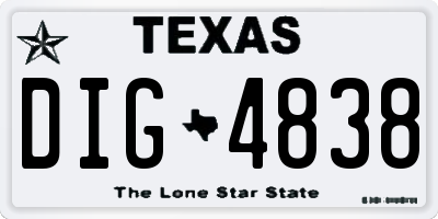 TX license plate DIG4838