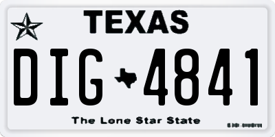 TX license plate DIG4841
