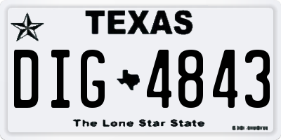 TX license plate DIG4843