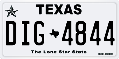 TX license plate DIG4844