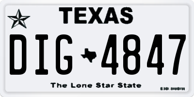 TX license plate DIG4847
