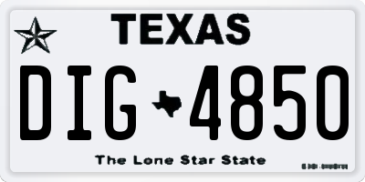 TX license plate DIG4850