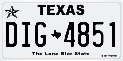 TX license plate DIG4851