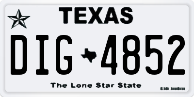 TX license plate DIG4852