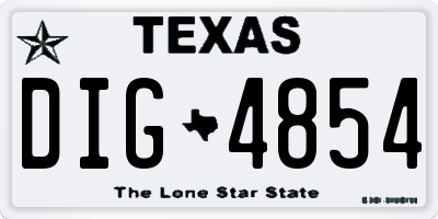 TX license plate DIG4854