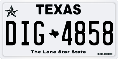 TX license plate DIG4858