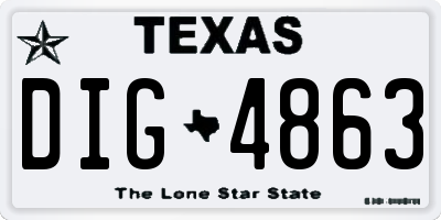 TX license plate DIG4863