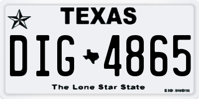 TX license plate DIG4865