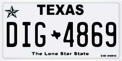 TX license plate DIG4869
